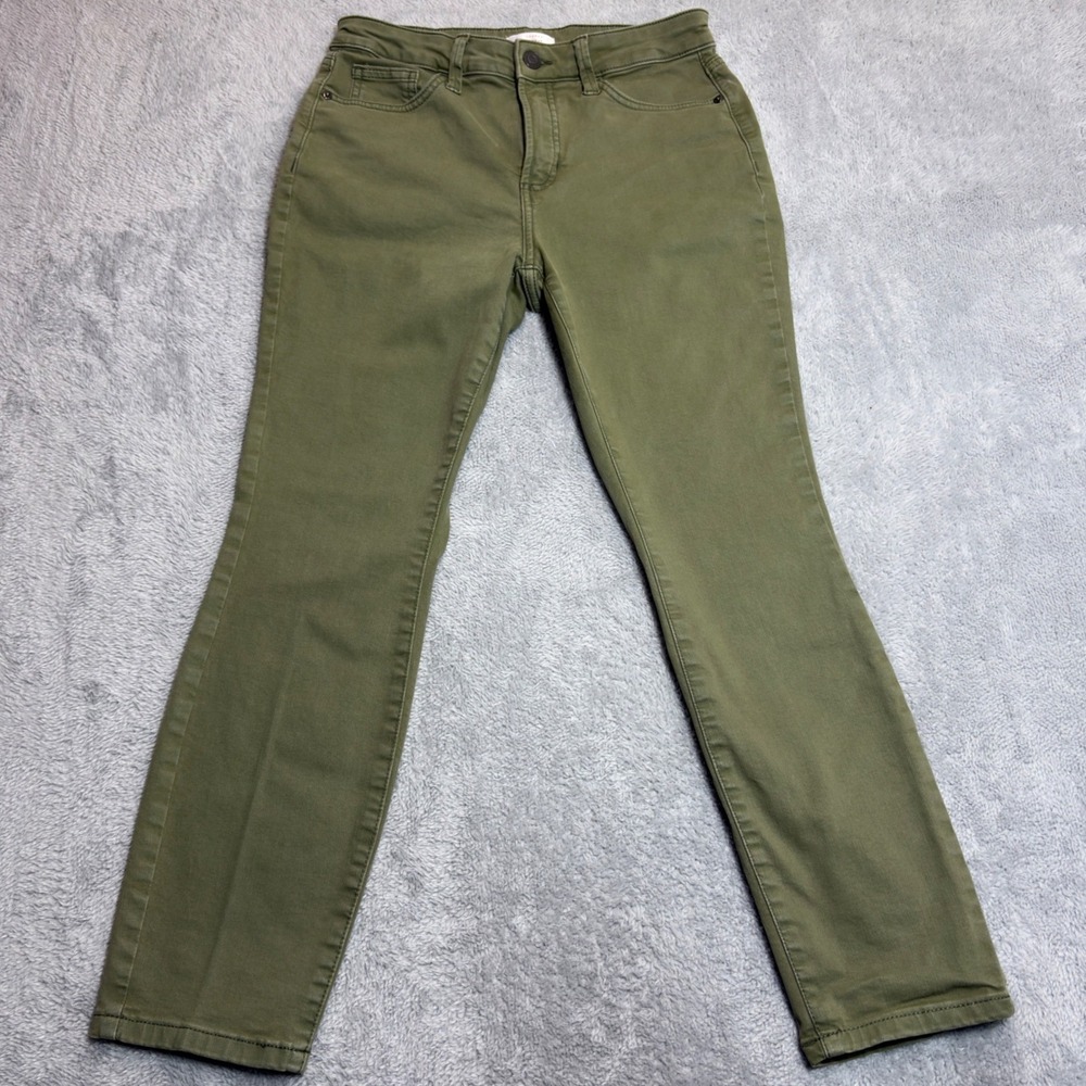 LC Lauren Conrad Pants Women's 6 Olive Green High Rise Ankle Slim Stretch Cotton